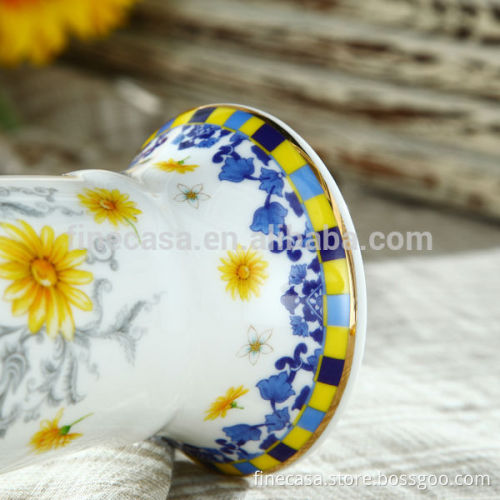 Elegant Fine New Bone China Modern Ceramic Flower Vase of Lemon Fragrance